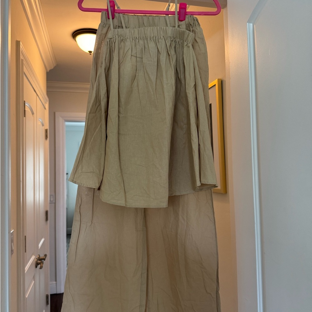 Wide Leg Tan Pants for Women